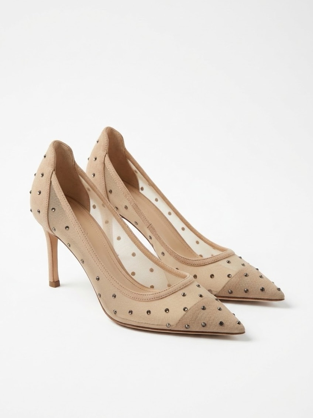 Authentic Dior D-moi Pumps Nude Polka Dot Mesh